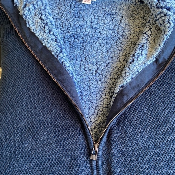 Carbon 2 Cobalt Men's Sweater Cardigan Sherpa Lined Hoodie Pockets Full Zip L - Picture 8 of 13